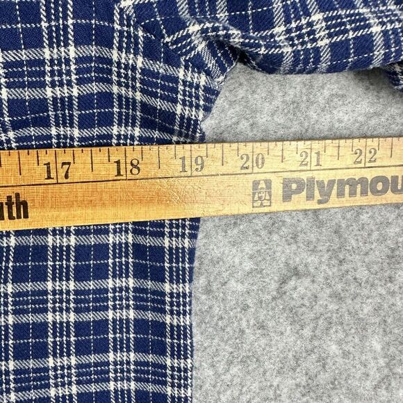 Outback Trading Co Flannel Shirt Womens M Blue Plaid Button Hiking Camp Outdoors - Picture 9 of 13